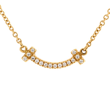Tiffany & Co. T Smile Pendant Necklace 18K Yellow Gold with Diamonds Mini