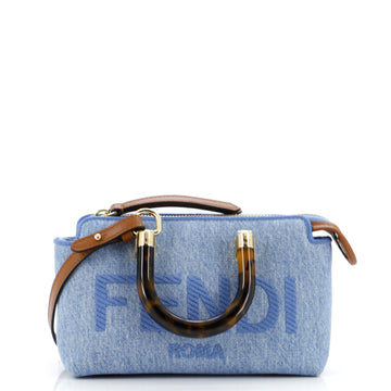 Fendi Logo By The Way Top Handle Bag Embroidered Denim Mini