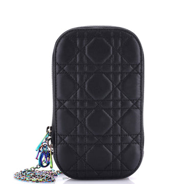 Christian Dior Lady Dior Phone Holder on Chain Cannage Quilt Lambskin