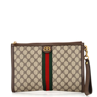 Balenciaga x Gucci The Hacker Project Web Wristlet Clutch BB Coated Canvas