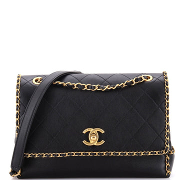 Chanel Chain All Over Flap Bag Stitched Calfskin Medium