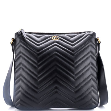 Gucci GG Marmont Zip Messenger Bag Matelasse Leather Medium