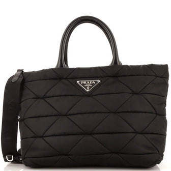 Prada Padded Tote Bag Quilted Re-Nylon with Leather Medium