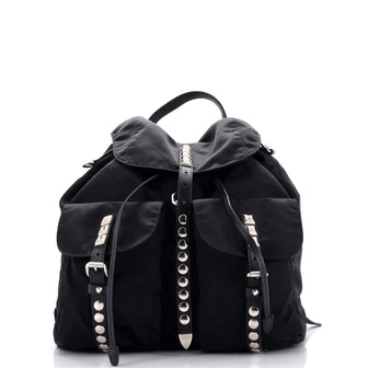 Prada New Vela Backpack Tessuto with Studded Leather