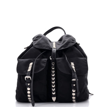 Prada New Vela Backpack Tessuto with Studded Leather