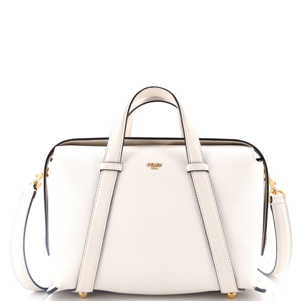 Fendi 365 Boston Bag Leather Medium White 29428089