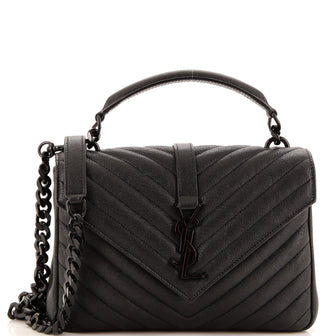 Saint Laurent Classic Monogram College Bag Matelasse Chevron Leather Medium