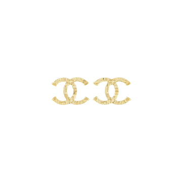 Chanel CC Tweed Effect Stud Earrings Metal