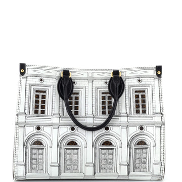Louis Vuitton OnTheGo Tote Limited Edition Fornasetti Architettura Print Leather and Monogram Canvas MM