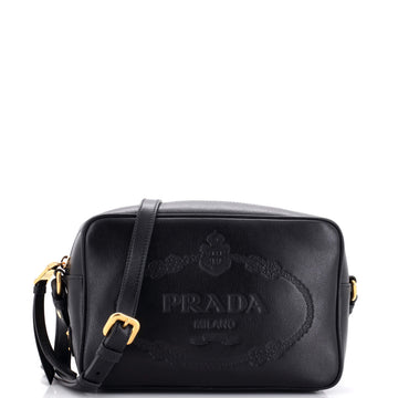 Prada Logo Camera Bag Embossed Leather Small