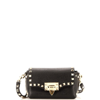 Valentino Garavani Rockstud Flip Lock Flap Bag Leather Micro