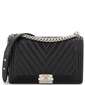 Chanel Boy Flap Bag Chevron Lambskin New Medium