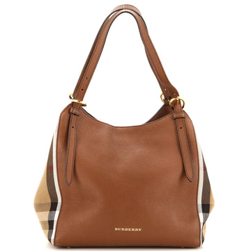 Burberry Canterbury Tote Leather and House Check Canvas Small