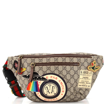 Gucci Courrier Zip Belt Bag GG Coated Canvas with Applique