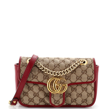 Gucci GG Marmont Flap Bag Diagonal Quilted GG Canvas Mini