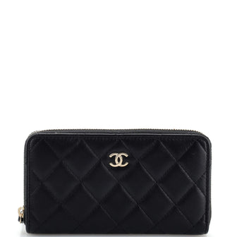 Chanel Zip Around Wallet Quilted Lambskin Small