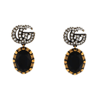 Gucci Double G Round Drop Earrings Metal with Crystals