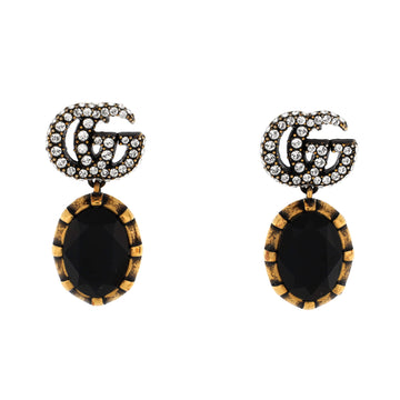 Gucci Double G Round Drop Earrings Metal with Crystals