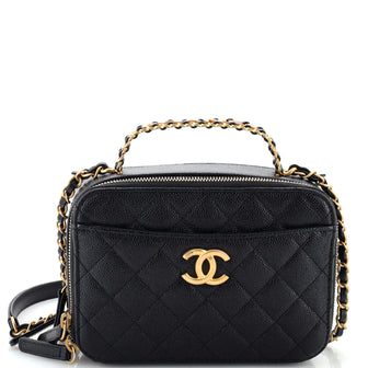 Chanel Pick Me Up Logo Handle Vanity Case Quilted Caviar Small