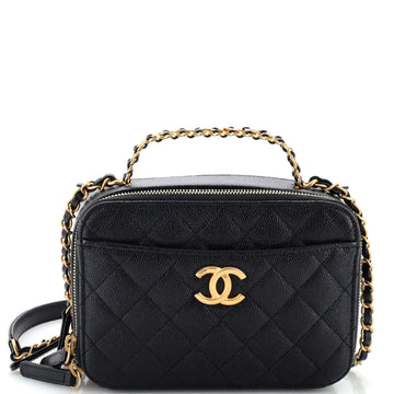 Chanel Pick Me Up Logo Handle Vanity Case Quilted Caviar Small