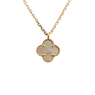 Van Cleef & Arpels Sweet Alhambra Pendant Necklace 18K Yellow Gold and Mother of Pearl