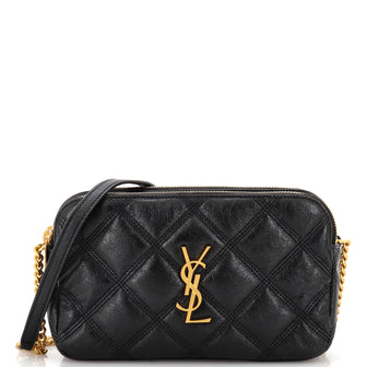 Saint Laurent Becky Double Zip Crossbody Bag Quilted Leather Mini