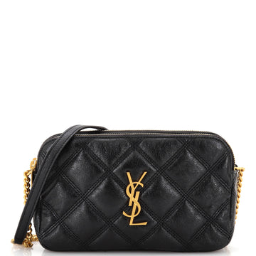 Saint Laurent Becky Double Zip Crossbody Bag Quilted Leather Mini