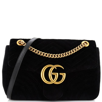 Gucci GG Marmont Flap Bag Matelasse Velvet Medium