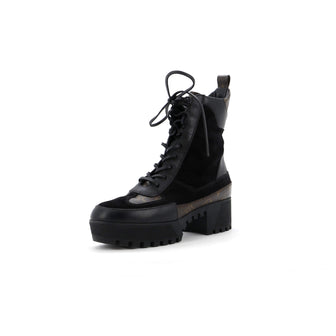 Louis Vuitton Women's Laureate Platform Desert Boots Suede with Monogram Canvas