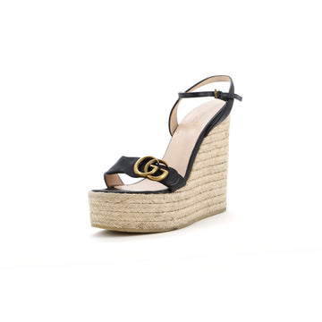 Gucci Women's GG Marmont Wedge Espadrille Sandals Leather