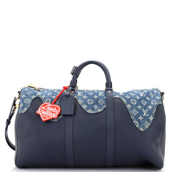 Louis Vuitton Nigo Keepall Bandouliere Bag Monogram Denim and Taurillon Leather 50
