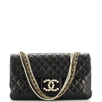 Chanel Westminster Pearl Chain Flap Bag Quilted Lambskin Medium