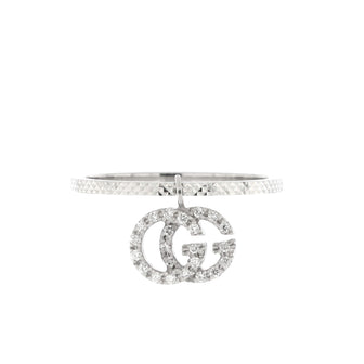 Gucci GG Running Charm Ring 18K White Gold with Diamonds