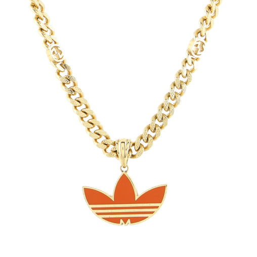 Gucci x adidas Logo Trefoil Chain Necklace Metal and Enamel Gold