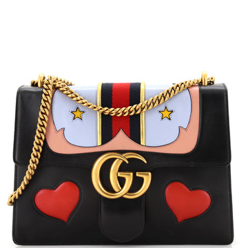 Gucci Web Heart GG Marmont Chain Shoulder Bag Leather Medium
