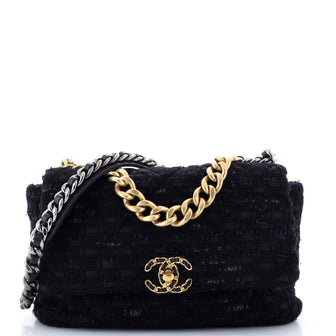 Chanel 19 Flap Bag Quilted Tweed and Ribbon Large