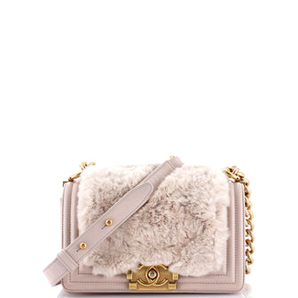 Chanel Boy Flap Bag Fur with Leather Small