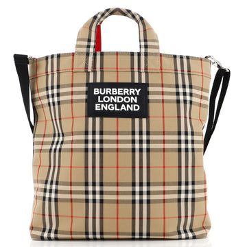 Burberry Artie Convertible Tote Bag Vintage Check Canvas