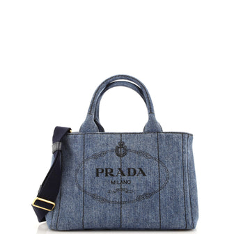 Prada Canapa Convertible Tote Denim Mini