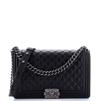 Chanel Boy Flap Bag Quilted Lambskin Old Medium