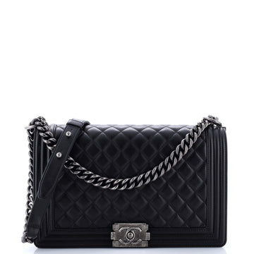 Chanel Boy Flap Bag Quilted Lambskin Old Medium