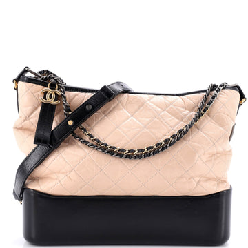 Chanel Bicolor Gabrielle Hobo Quilted Aged Calfskin Large
