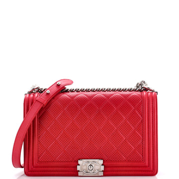 Chanel Boy Flap Bag Quilted Perforated Lambskin New Medium