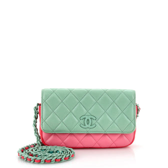 Chanel Classic Flap Phone Holder with Resin Chain Quilted Lambskin