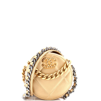 Chanel 19 Round Clutch with Chain Quilted Leather
