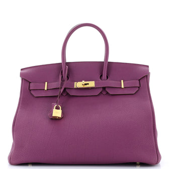 Hermes Birkin Handbag Purple Togo with Gold Hardware 35