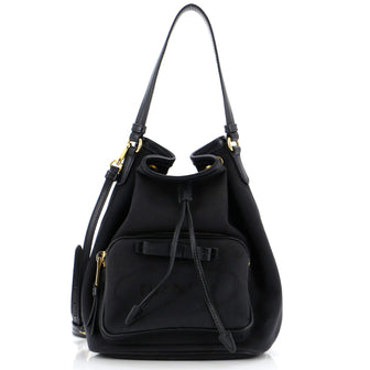 Prada Logo Drawstring Bucket Bag Canvas