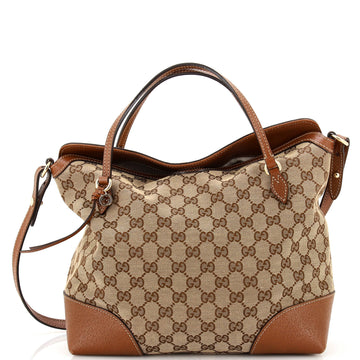 Gucci Bree Convertible Top Handle Bag GG Canvas with Leather Medium