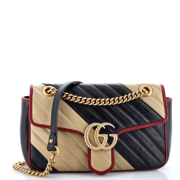Gucci GG Marmont Flap Bag Diagonal Quilted Leather Small