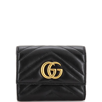 Gucci GG Marmont Trifold Wallet Matelasse Leather Compact